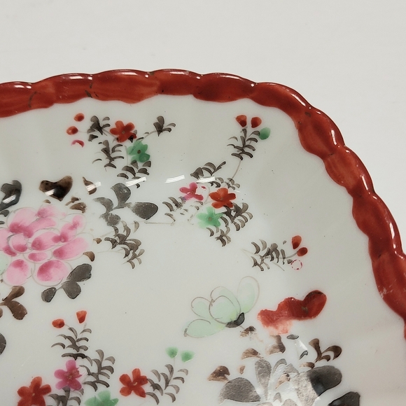 Vintage Japan Scalloped Hand Painted Square Floral Bowl Candy Trinket Dish 5" - Picture 4 of 13